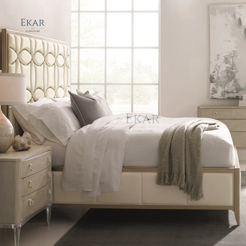 Bedroom Furniture Bed with Knitted Patterned Headboard,EKAR FURNITURE CO.,LTD,Bedroom Furniture Bed with Knitted Patterned Headboard,foshan furniture factory,custom Furniture factory,china furniture factory