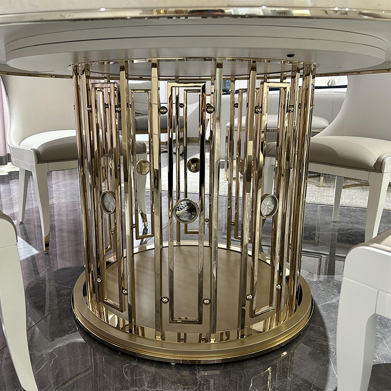 Circular Dining Table with Metal Accents,EKAR FURNITURE CO.,LTD,Circular Dining Table with Metal Accents,foshan furniture factory,custom Furniture factory,china furniture factory