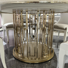 ,MY SHOP,Circular Dining Table with Metal Accents,foshan furniture factory,custom Furniture factory,china furniture factory