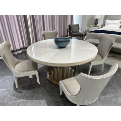 ,MY SHOP,Circular Dining Table with Metal Accents,foshan furniture factory,custom Furniture factory,china furniture factory