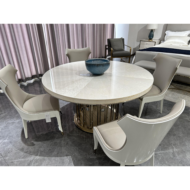 ,MY SHOP,Circular Dining Table with Metal Accents,foshan furniture factory,custom Furniture factory,china furniture factory
