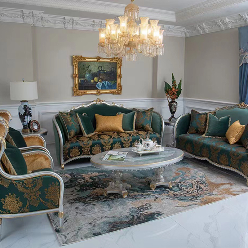Opulent Dark Green French Classic Carved Sofa Set for Luxurious Interiors,EKAR FURNITURE CO.,LTD,Opulent Dark Green French Classic Carved Sofa Set for Luxurious Interiors,foshan furniture factory,custom Furniture factory,china furniture factory