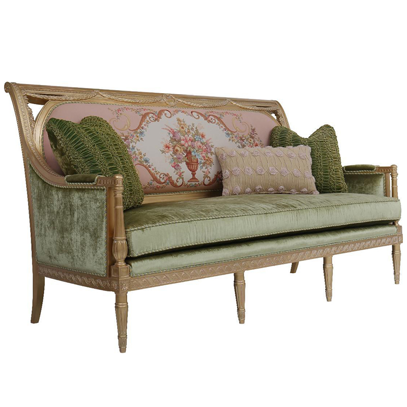 Chic Forest Green Carved French Classic Sofa for Elegant Interiors,EKAR FURNITURE CO.,LTD,Chic Forest Green Carved French Classic Sofa for Elegant Interiors,foshan furniture factory,custom Furniture factory,china furniture factory