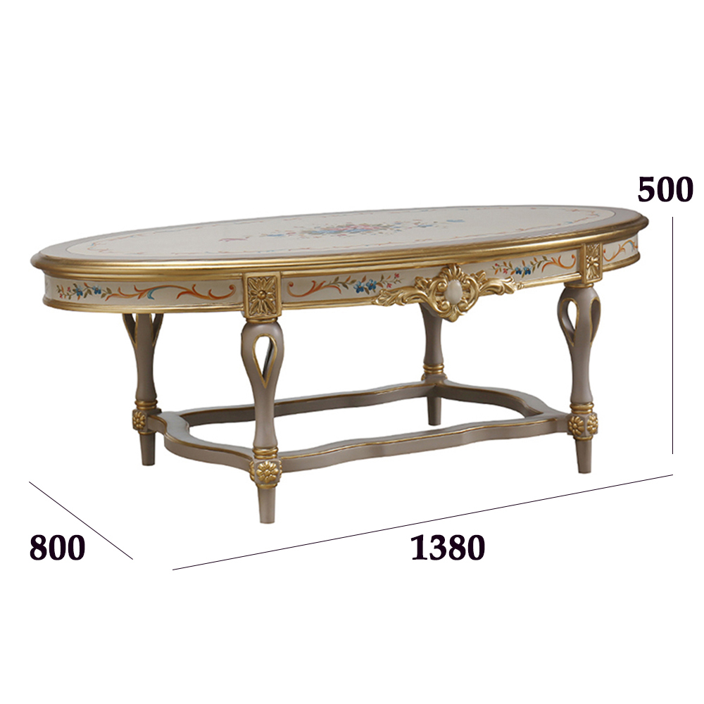 Gorgeous French living room classic oval coffee table set with gold details,EKAR FURNITURE CO.,LTD,Gorgeous French living room classic oval coffee table set with gold details,foshan furniture factory,custom Furniture factory,china furniture factory