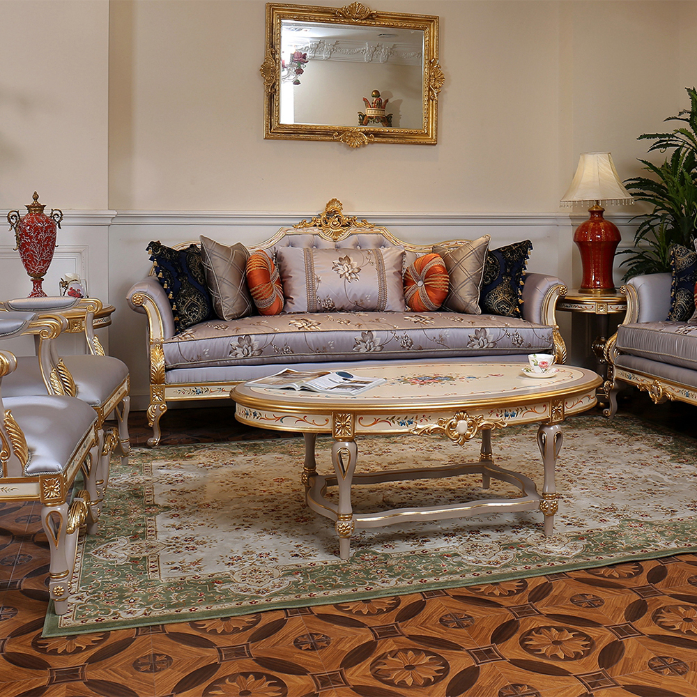 Gorgeous French living room classic oval coffee table set with gold details,EKAR FURNITURE CO.,LTD,Gorgeous French living room classic oval coffee table set with gold details,foshan furniture factory,custom Furniture factory,china furniture factory