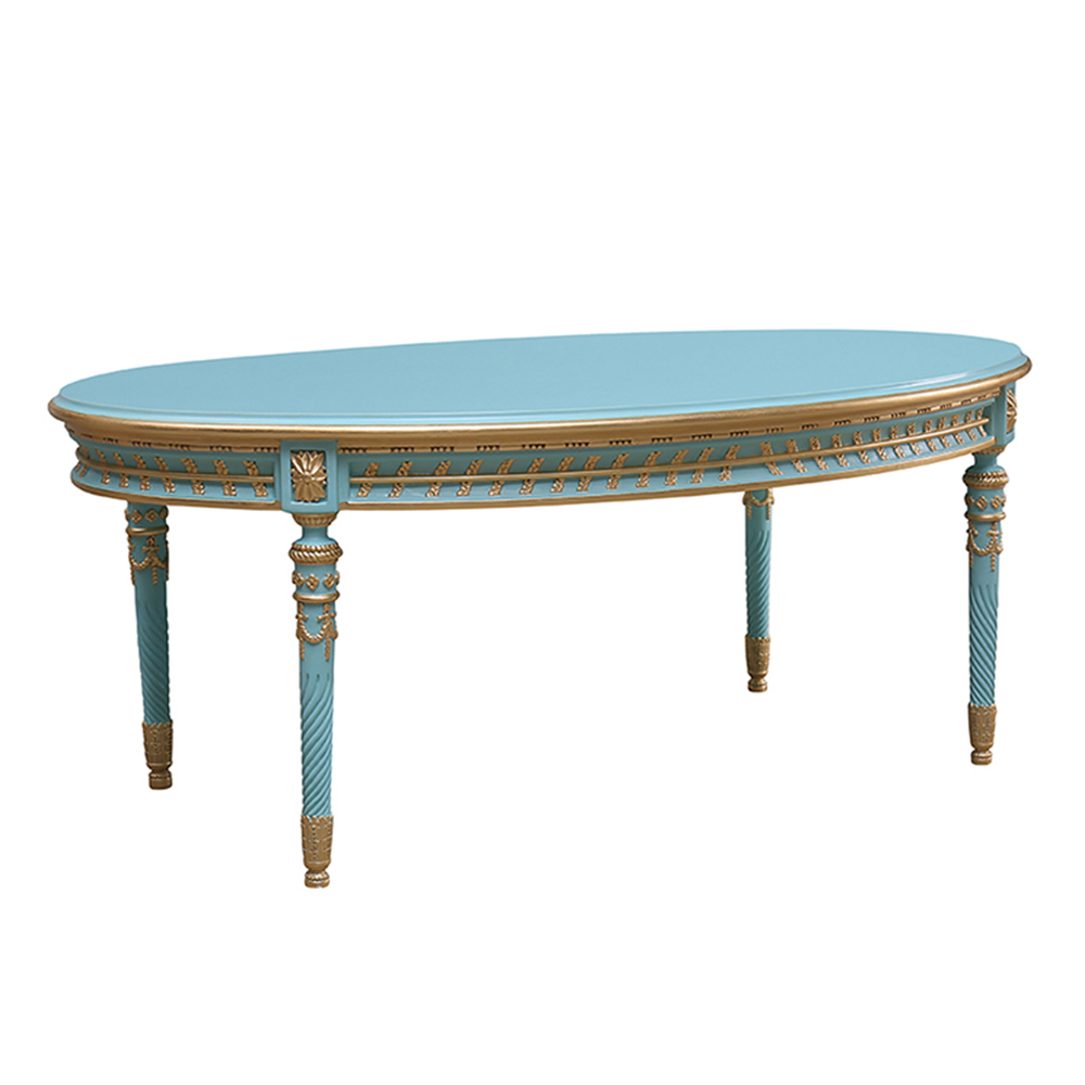 French classic mint green round coffee table set living room furniture with exquisite carving patterns,EKAR FURNITURE CO.,LTD,French classic mint green round coffee table set living room furniture with exquisite carving patterns,foshan furniture factory,custom Furniture factory,china furniture factory