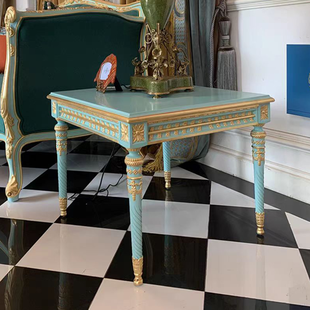French classic mint green round coffee table set living room furniture with exquisite carving patterns,EKAR FURNITURE CO.,LTD,French classic mint green round coffee table set living room furniture with exquisite carving patterns,foshan furniture factory,custom Furniture factory,china furniture factory