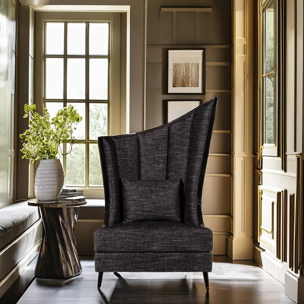 Classic American High-Back Fabric Lounge Chair,EKAR FURNITURE CO.,LTD,Classic American High-Back Fabric Lounge Chair,foshan furniture factory,custom Furniture factory,china furniture factory