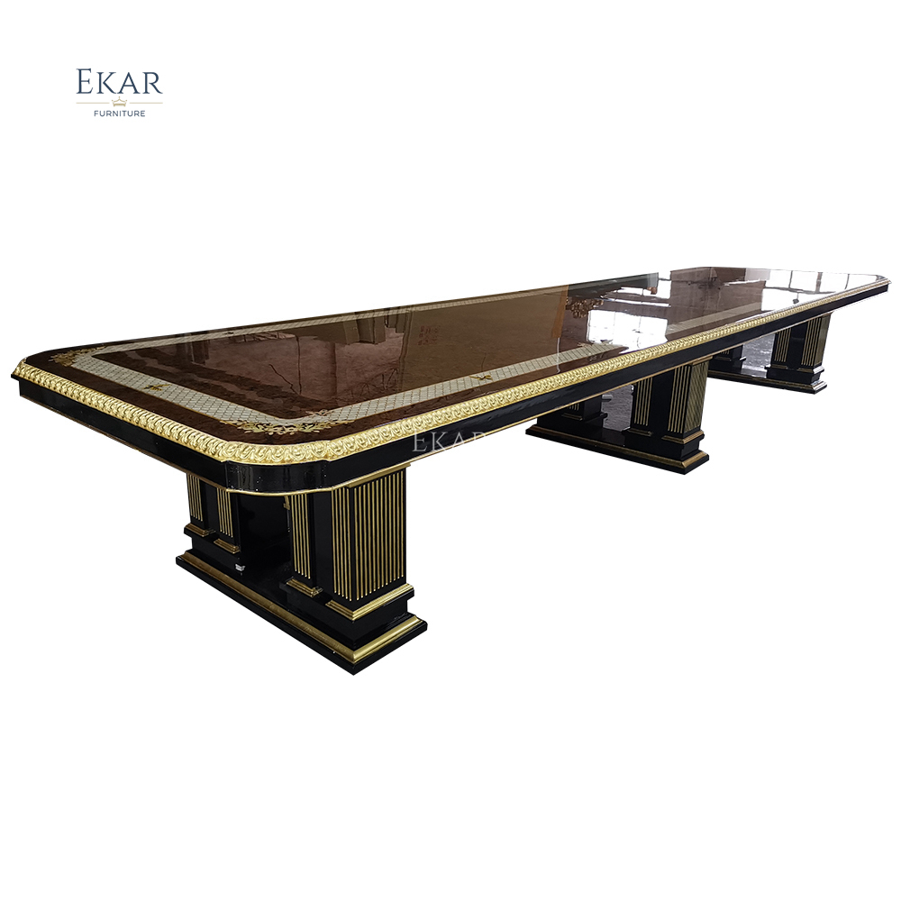 New 5m Customized High Gloss Veneer Dining Table Set,EKAR FURNITURE CO.,LTD,New 5m Customized High Gloss Veneer Dining Table Set,foshan furniture factory,custom Furniture factory,china furniture factory