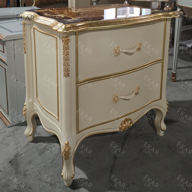Ivory White Rococo Wooden Nightstand,EKAR FURNITURE CO.,LTD,,foshan furniture factory,custom Furniture factory,china furniture factory