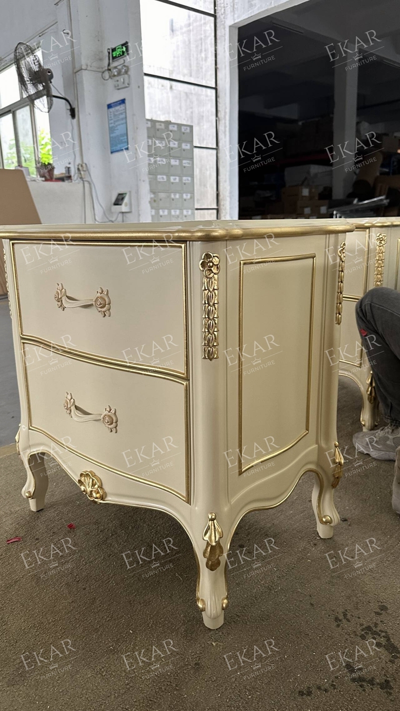 Ivory White Rococo Wooden Nightstand,EKAR FURNITURE CO.,LTD,,foshan furniture factory,custom Furniture factory,china furniture factory