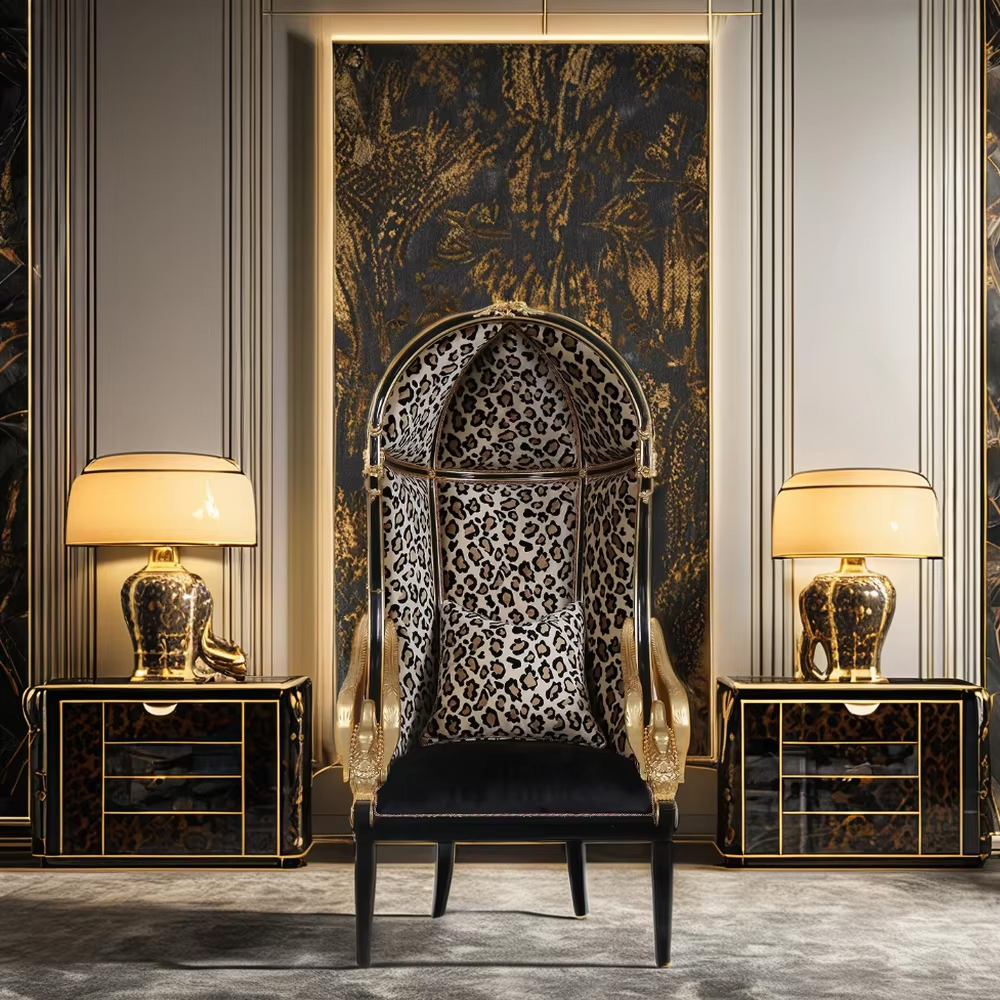 Elegant French Leopard Print Lounge Chair,EKAR FURNITURE CO.,LTD,Elegant French Leopard Print Lounge Chair,foshan furniture factory,custom Furniture factory,china furniture factory