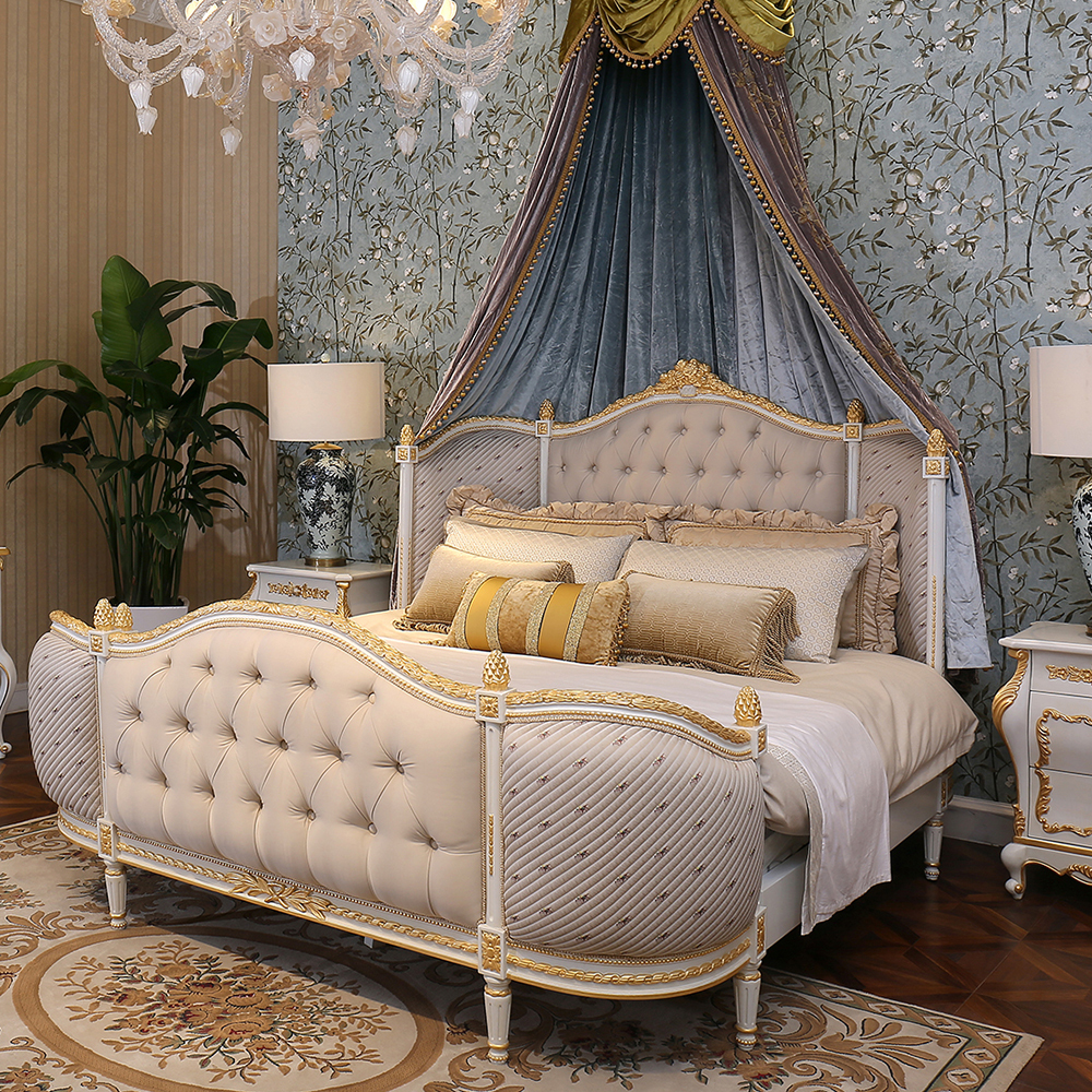 Elegant French Style Upholstered Bed,EKAR FURNITURE CO.,LTD,Elegant French Style Upholstered Bed,foshan furniture factory,custom Furniture factory,china furniture factory