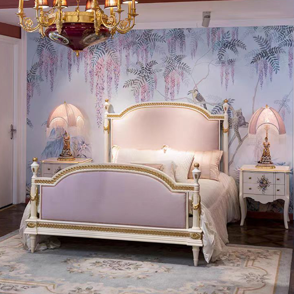 Elegant French Style Bed and Nightstand Set,EKAR FURNITURE CO.,LTD,Elegant French Style Bed and Nightstand Set,foshan furniture factory,custom Furniture factory,china furniture factory