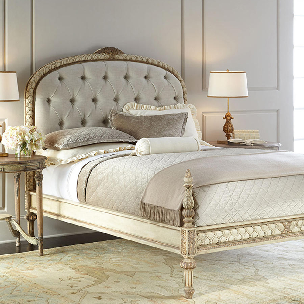 Elegant French bedroom furniture solid wood double bed,EKAR FURNITURE CO.,LTD,Elegant French bedroom furniture solid wood double bed,foshan furniture factory,custom Furniture factory,china furniture factory