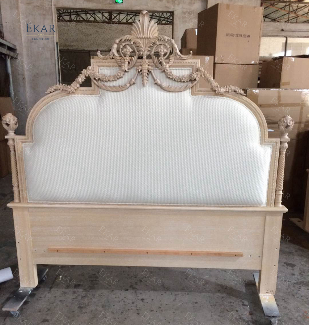French Luxury Style Off-white and Golden Queen Bed,EKAR FURNITURE CO.,LTD,,foshan furniture factory,custom Furniture factory,china furniture factory