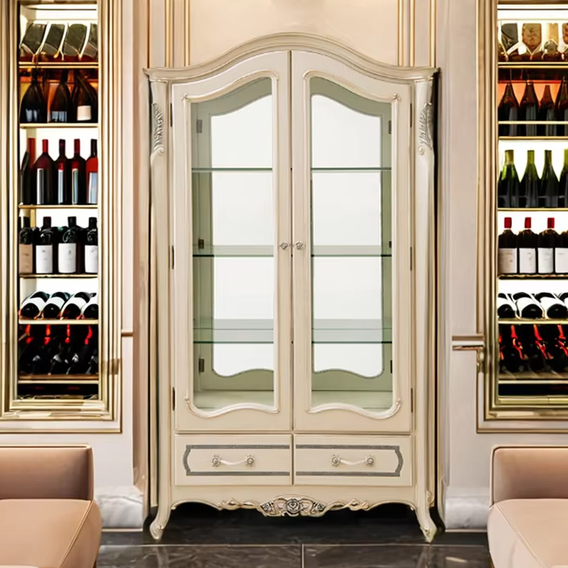 Elegant French-Style Glass Storage Cabinet,EKAR FURNITURE CO.,LTD,Elegant French-Style Glass Storage Cabinet,foshan furniture factory,custom Furniture factory,china furniture factory