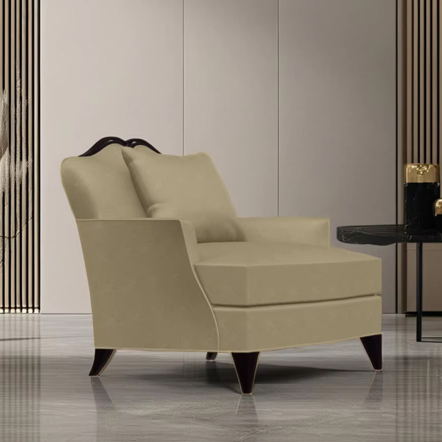 Elegant American Yellow Fabric Lounge Chair with Wooden Legs,EKAR FURNITURE CO.,LTD,Elegant American Yellow Fabric Lounge Chair with Wooden Legs,foshan furniture factory,custom Furniture factory,china furniture factory