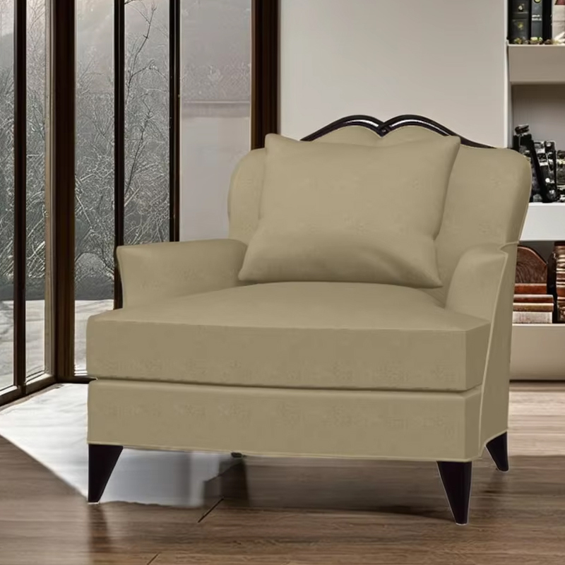 Elegant American Yellow Fabric Lounge Chair with Wooden Legs,EKAR FURNITURE CO.,LTD,Elegant American Yellow Fabric Lounge Chair with Wooden Legs,foshan furniture factory,custom Furniture factory,china furniture factory