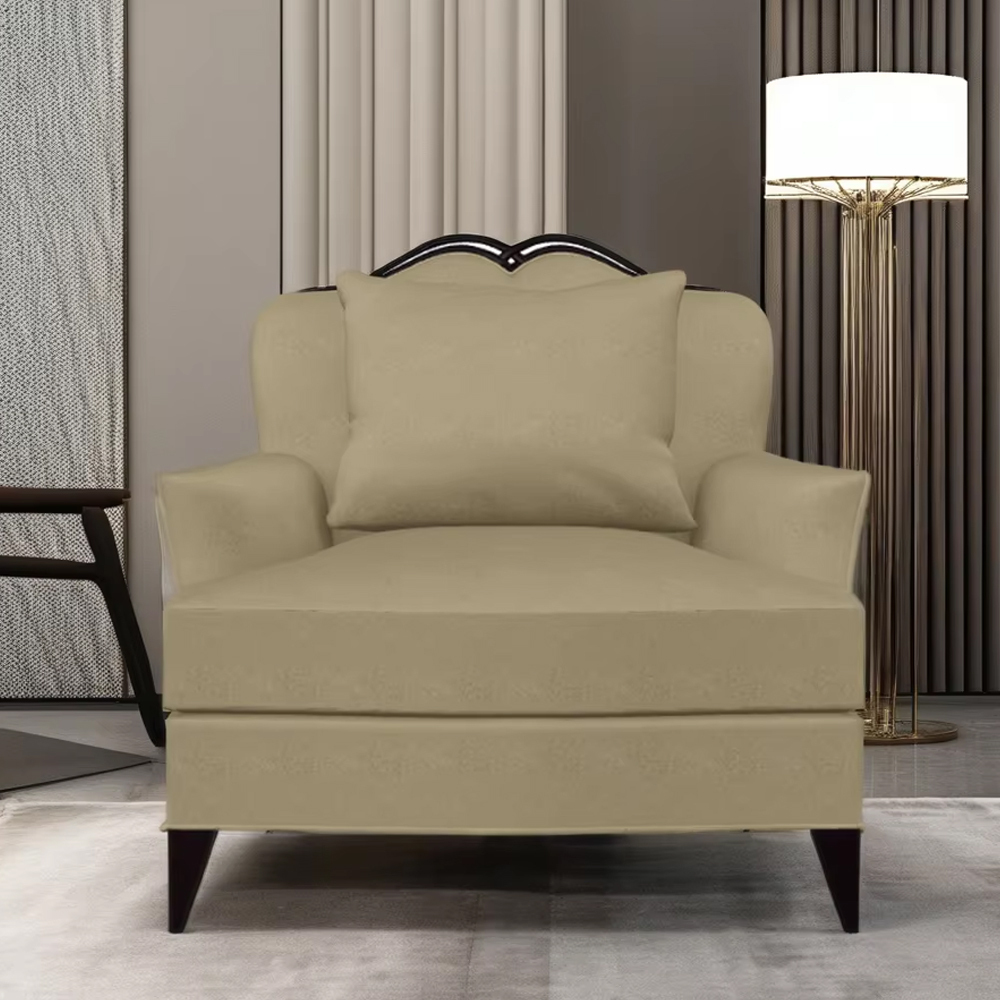 Elegant American Yellow Fabric Lounge Chair with Wooden Legs,EKAR FURNITURE CO.,LTD,Elegant American Yellow Fabric Lounge Chair with Wooden Legs,foshan furniture factory,custom Furniture factory,china furniture factory