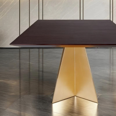 ,MY SHOP,Sophisticated Rectangular Solid Wood Dining Table with Metal Legs,foshan furniture factory,custom Furniture factory,china furniture factory
