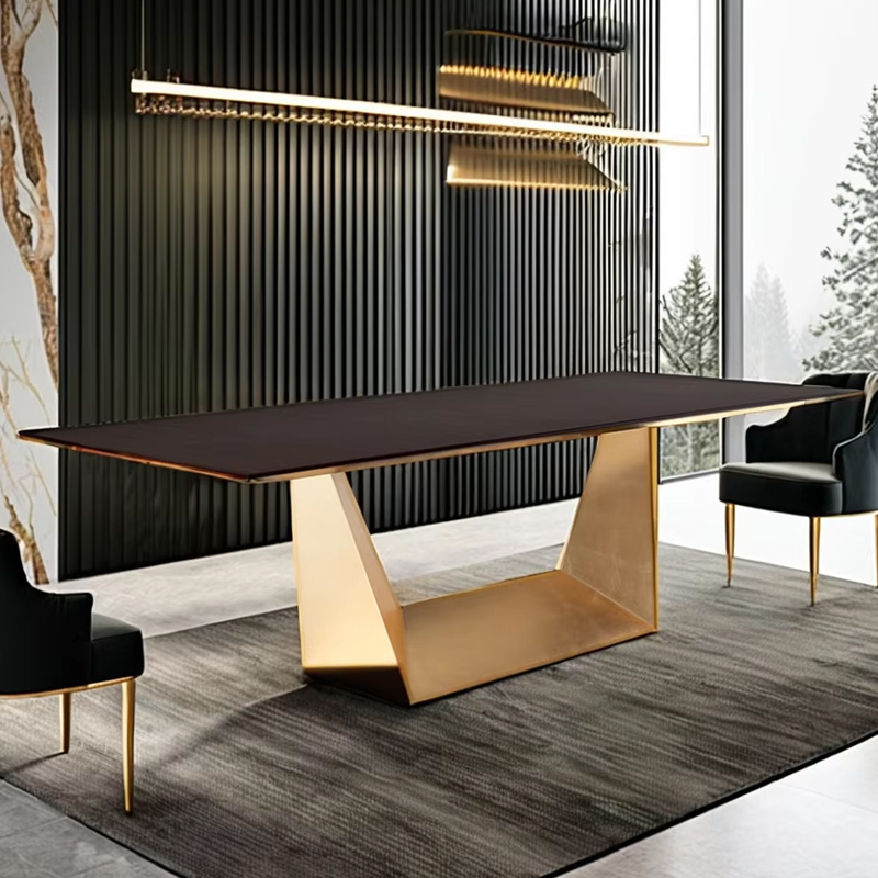 Sophisticated Rectangular Solid Wood Dining Table with Metal Legs,EKAR FURNITURE CO.,LTD,Sophisticated Rectangular Solid Wood Dining Table with Metal Legs,foshan furniture factory,custom Furniture factory,china furniture factory