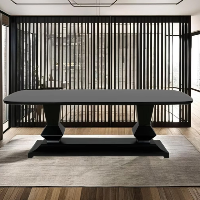 ,MY SHOP,High gloss lacquered solid wood dining table for an elegant dining room,foshan furniture factory,custom Furniture factory,china furniture factory