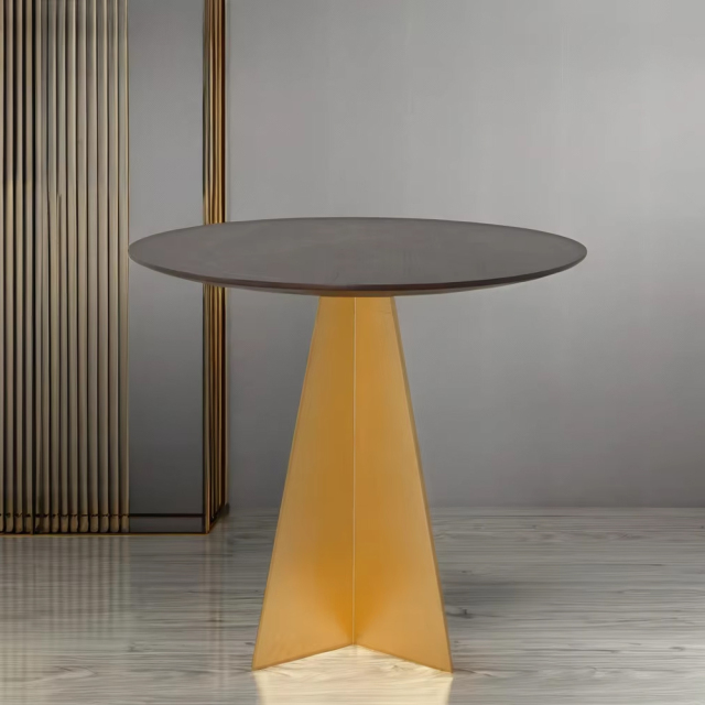 ,MY SHOP,Round Solid Wood Dining Table with Metal Legs for Modern Homes,foshan furniture factory,custom Furniture factory,china furniture factory