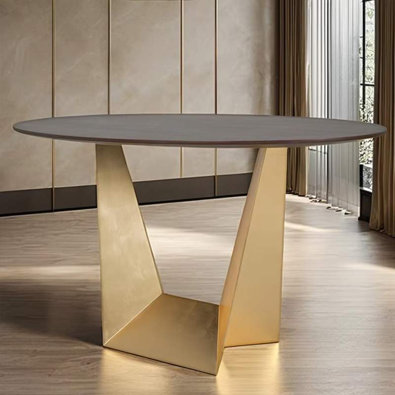 Round Solid Wood Dining Table with Metal Legs for Modern Homes,EKAR FURNITURE CO.,LTD,Round Solid Wood Dining Table with Metal Legs for Modern Homes,foshan furniture factory,custom Furniture factory,china furniture factory