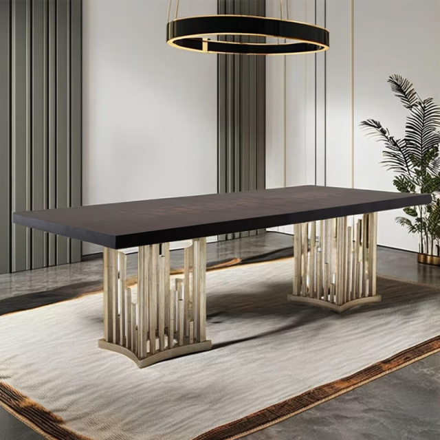 Elegant Rectangular Solid Wood Dining Table with Metal Legs,EKAR FURNITURE CO.,LTD,Elegant Rectangular Solid Wood Dining Table with Metal Legs,foshan furniture factory,custom Furniture factory,china furniture factory