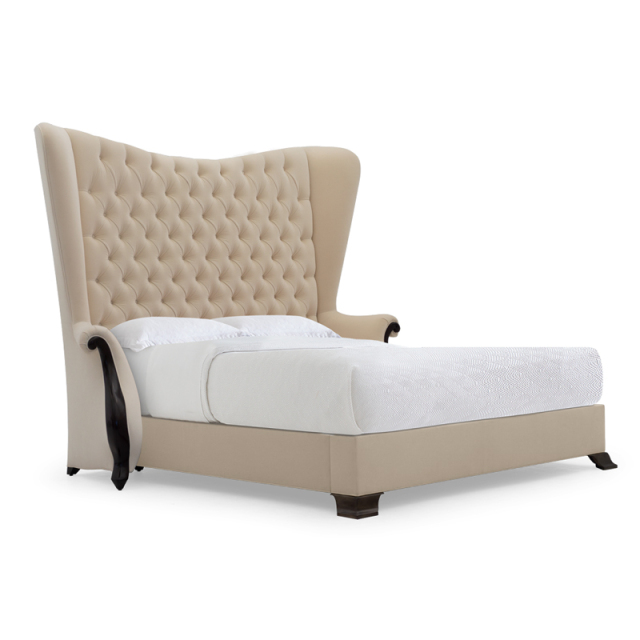 Elegant Plaid Embroidered Solid Wood Bed for Luxurious Bedrooms,EKAR FURNITURE CO.,LTD,Elegant Plaid Embroidered Solid Wood Bed for Luxurious Bedrooms,foshan furniture factory,custom Furniture factory,china furniture factory