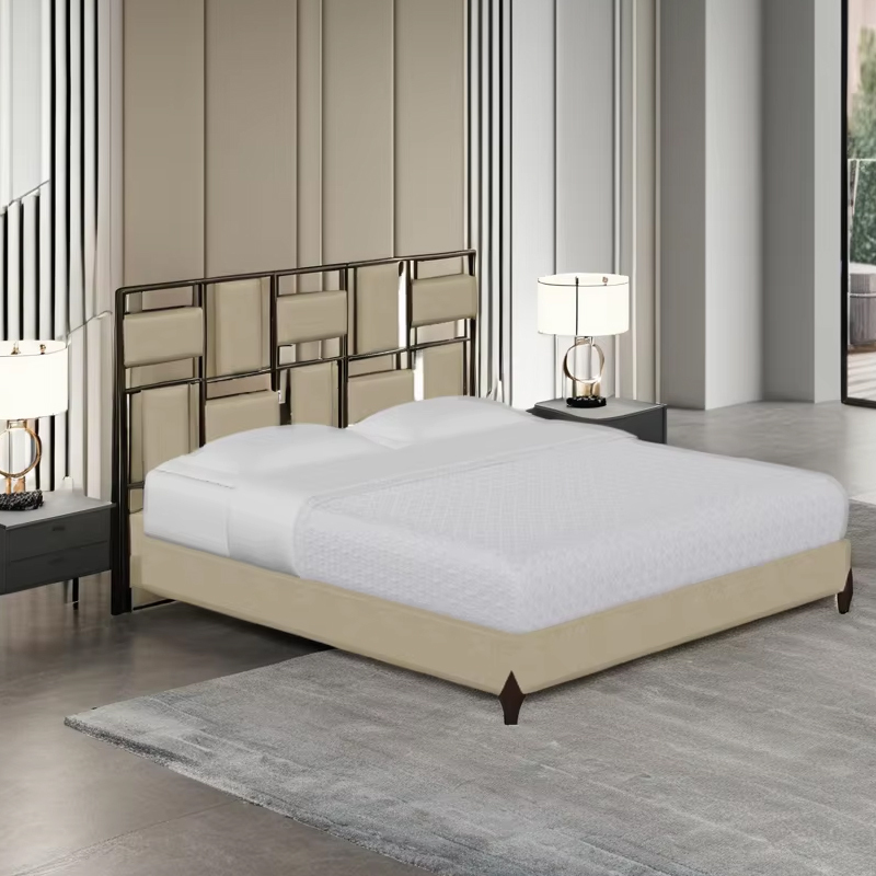 Elegant American Bed with a Carved Hollow Headboard,EKAR FURNITURE CO.,LTD,Elegant American Bed with a Carved Hollow Headboard,foshan furniture factory,custom Furniture factory,china furniture factory