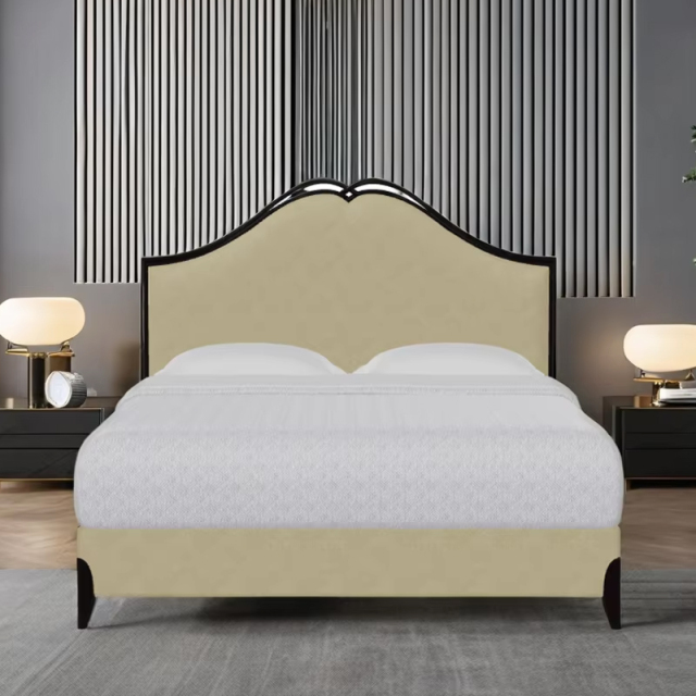Chic American furniture upholstered double bed with a kink design headboard,EKAR FURNITURE CO.,LTD,Chic American furniture upholstered double bed with a kink design headboard,foshan furniture factory,custom Furniture factory,china furniture factory