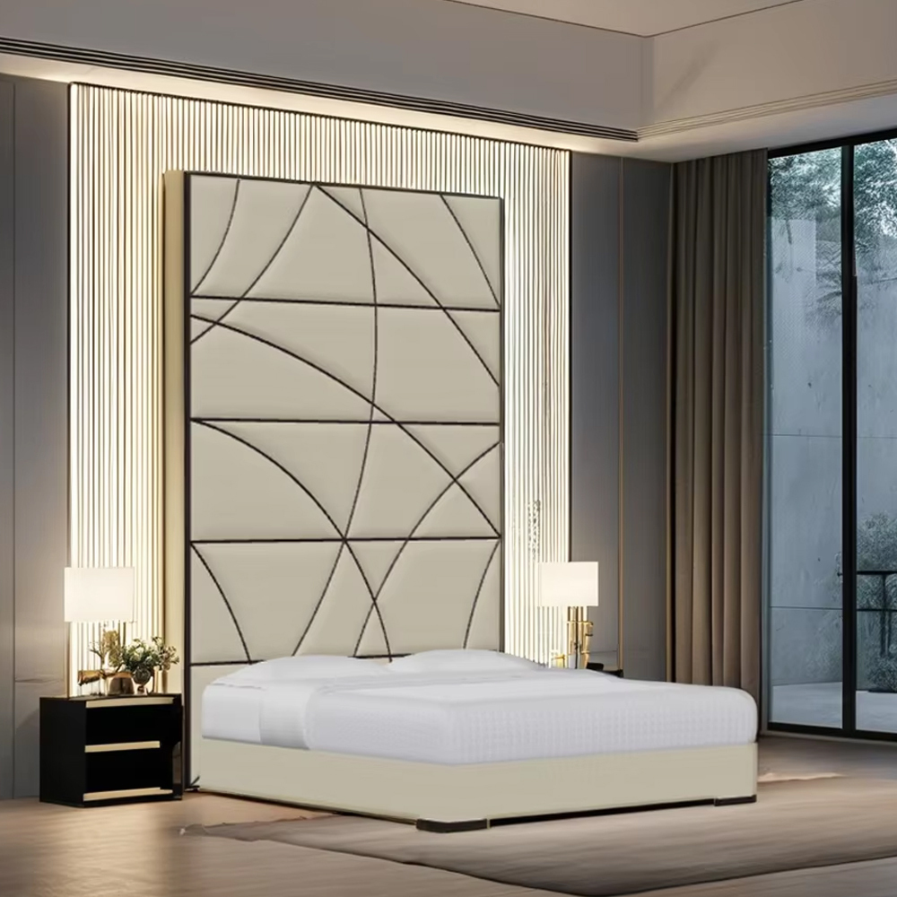 Embroidery pattern bedroom high back bed,EKAR FURNITURE CO.,LTD,Embroidery pattern bedroom high back bed,foshan furniture factory,custom Furniture factory,china furniture factory