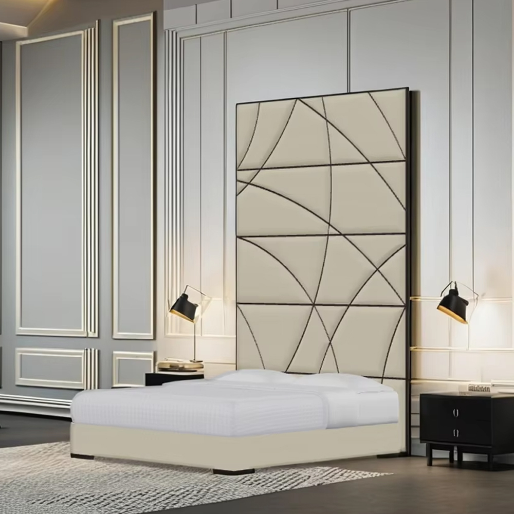 Embroidery pattern bedroom high back bed,EKAR FURNITURE CO.,LTD,Embroidery pattern bedroom high back bed,foshan furniture factory,custom Furniture factory,china furniture factory