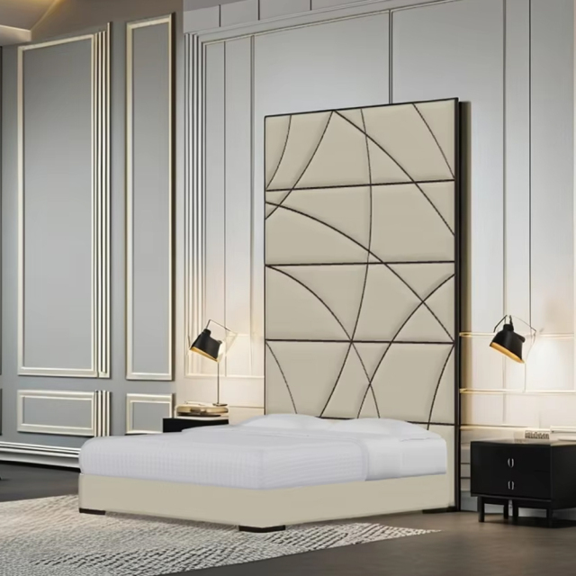 ,MY SHOP,Embroidery pattern bedroom high back bed,foshan furniture factory,custom Furniture factory,china furniture factory