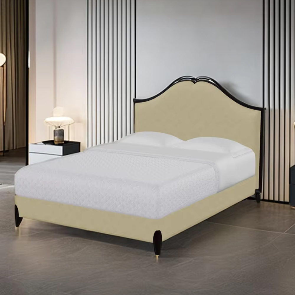 Chic American furniture upholstered double bed with a kink design headboard,EKAR FURNITURE CO.,LTD,Chic American furniture upholstered double bed with a kink design headboard,foshan furniture factory,custom Furniture factory,china furniture factory
