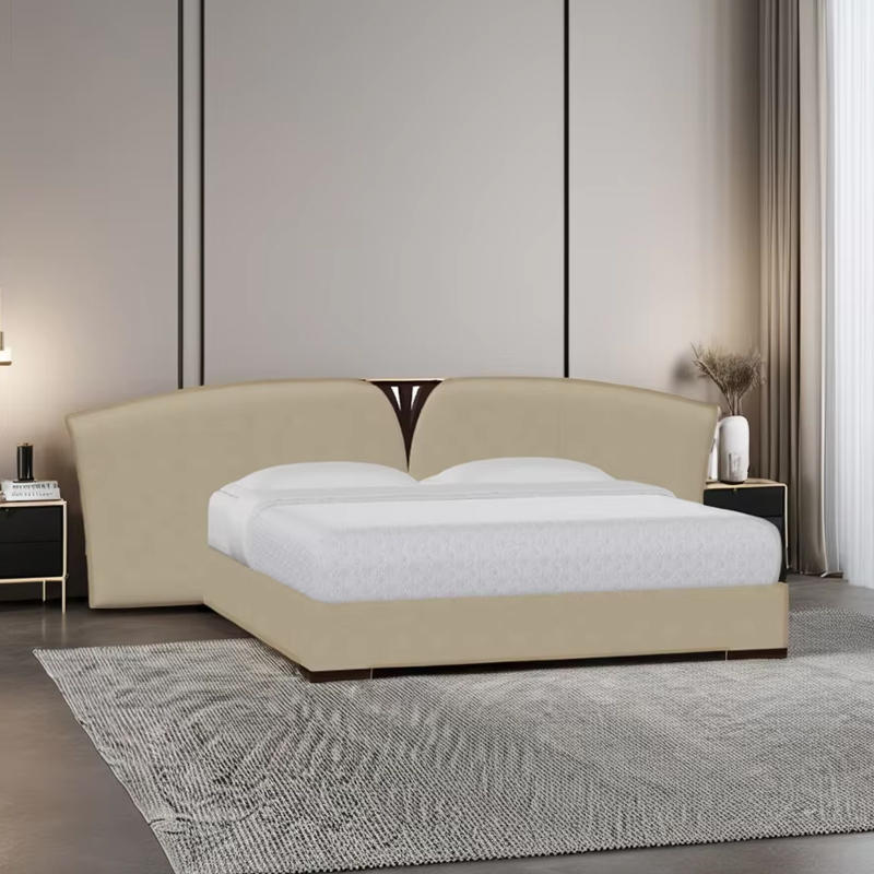 Elegant American Style Solid Wood Curved Panel Bed,EKAR FURNITURE CO.,LTD,Elegant American Style Solid Wood Curved Panel Bed,foshan furniture factory,custom Furniture factory,china furniture factory