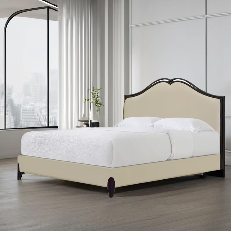 Chic American furniture upholstered double bed with a kink design headboard,EKAR FURNITURE CO.,LTD,Chic American furniture upholstered double bed with a kink design headboard,foshan furniture factory,custom Furniture factory,china furniture factory