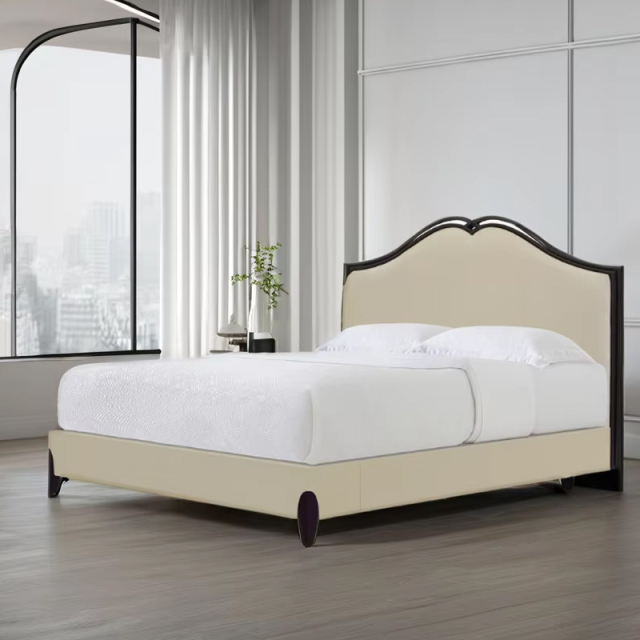 Chic American furniture upholstered double bed with a kink design headboard,EKAR FURNITURE CO.,LTD,Chic American furniture upholstered double bed with a kink design headboard,foshan furniture factory,custom Furniture factory,china furniture factory