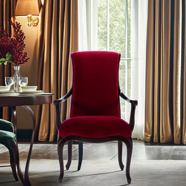 ,MY SHOP,Plush Comfort: Velvet Upholstered Solid Wood Armchair for Dining,foshan furniture factory,custom Furniture factory,china furniture factory