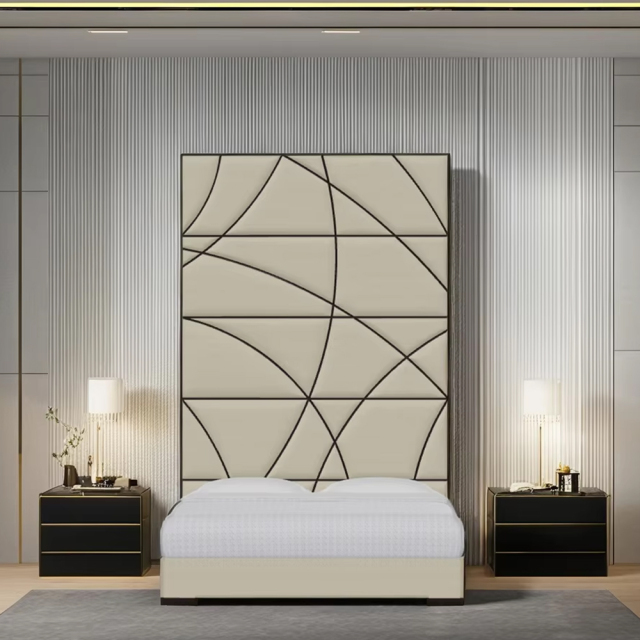 ,MY SHOP,Embroidery pattern bedroom high back bed,foshan furniture factory,custom Furniture factory,china furniture factory