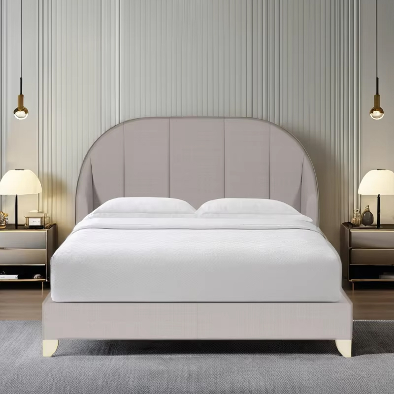 Elegant Semi-Circular Headboard American Bed for Modern Comfort,EKAR FURNITURE CO.,LTD,Elegant Semi-Circular Headboard American Bed for Modern Comfort,foshan furniture factory,custom Furniture factory,china furniture factory