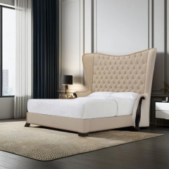 Elegant Plaid Embroidered Solid Wood Bed for Luxurious Bedrooms,EKAR FURNITURE CO.,LTD,Elegant Plaid Embroidered Solid Wood Bed for Luxurious Bedrooms,foshan furniture factory,custom Furniture factory,china furniture factory