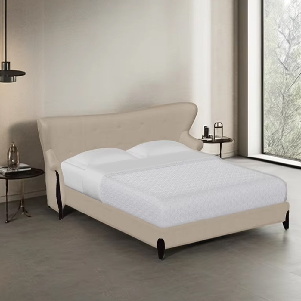 Elegant American-Style Bed with Plush Upholstery and Carved Detailing,EKAR FURNITURE CO.,LTD,Elegant American-Style Bed with Plush Upholstery and Carved Detailing,foshan furniture factory,custom Furniture factory,china furniture factory