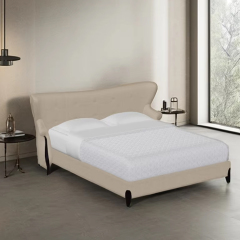 Elegant American-Style Bed with Plush Upholstery and Carved Detailing,EKAR FURNITURE CO.,LTD,Elegant American-Style Bed with Plush Upholstery and Carved Detailing,foshan furniture factory,custom Furniture factory,china furniture factory