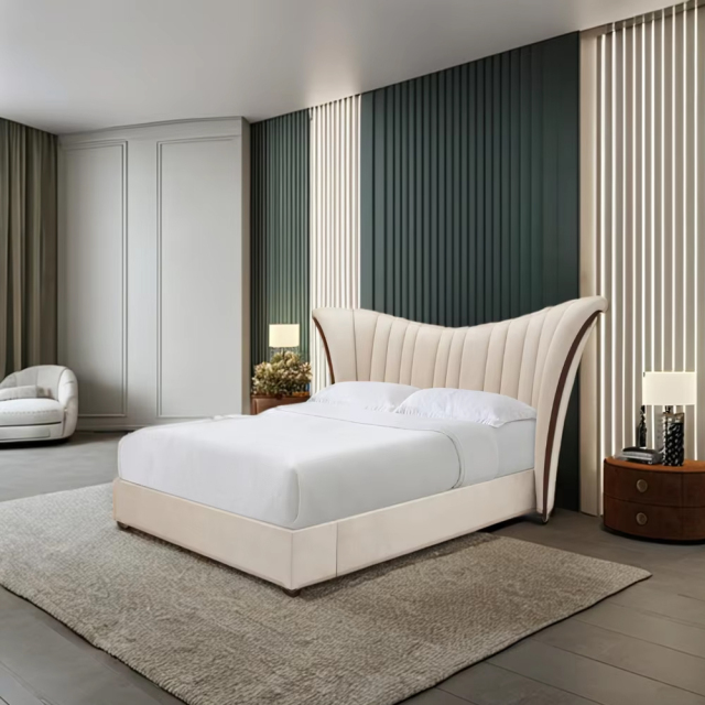 American-Style Bed with Unique Irregular Headboard Design,EKAR FURNITURE CO.,LTD,American-Style Bed with Unique Irregular Headboard Design,foshan furniture factory,custom Furniture factory,china furniture factory