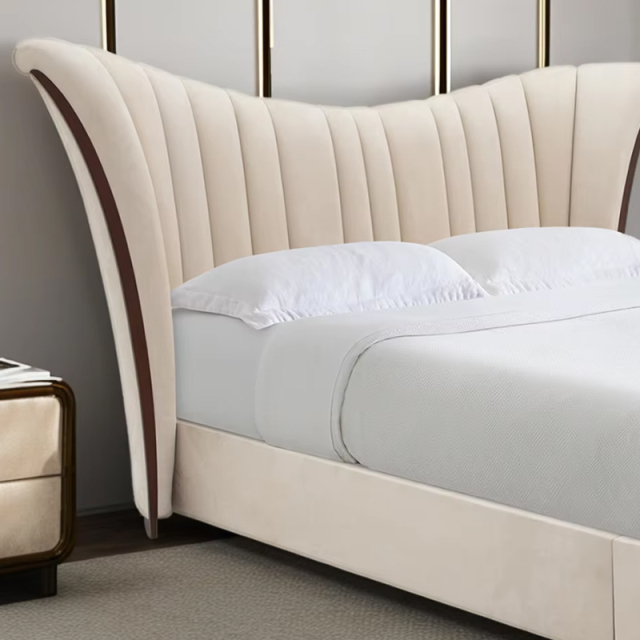 American-Style Bed with Unique Irregular Headboard Design,EKAR FURNITURE CO.,LTD,American-Style Bed with Unique Irregular Headboard Design,foshan furniture factory,custom Furniture factory,china furniture factory