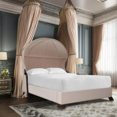 ,MY SHOP,Elegant Curved Headboard Bed with American Design,foshan furniture factory,custom Furniture factory,china furniture factory