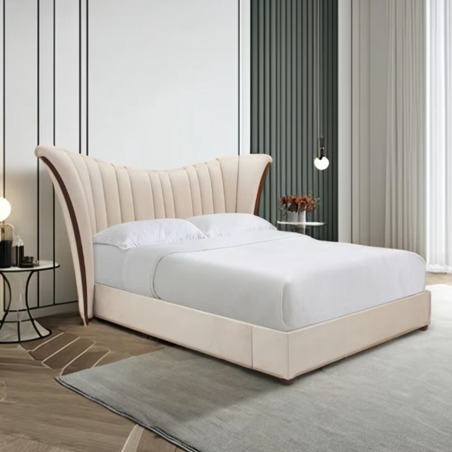 American-Style Bed with Unique Irregular Headboard Design,EKAR FURNITURE CO.,LTD,American-Style Bed with Unique Irregular Headboard Design,foshan furniture factory,custom Furniture factory,china furniture factory
